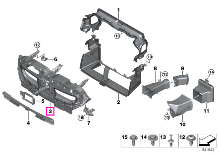 Canal aer, superior (M) - BMW Seria 5 G90 G99 M5 - tip motor S68X