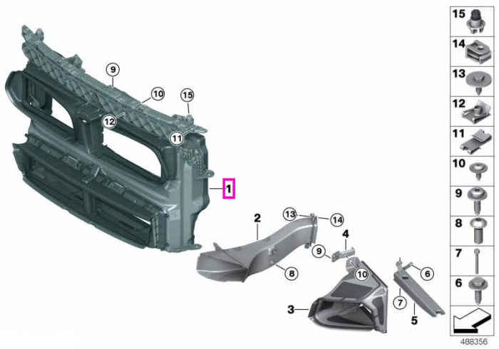 Canal aer frontal cu control clapete, versiune plug-in hybrid (PHEV) - BMW X2 F39, 25eX (tip motor B38X)