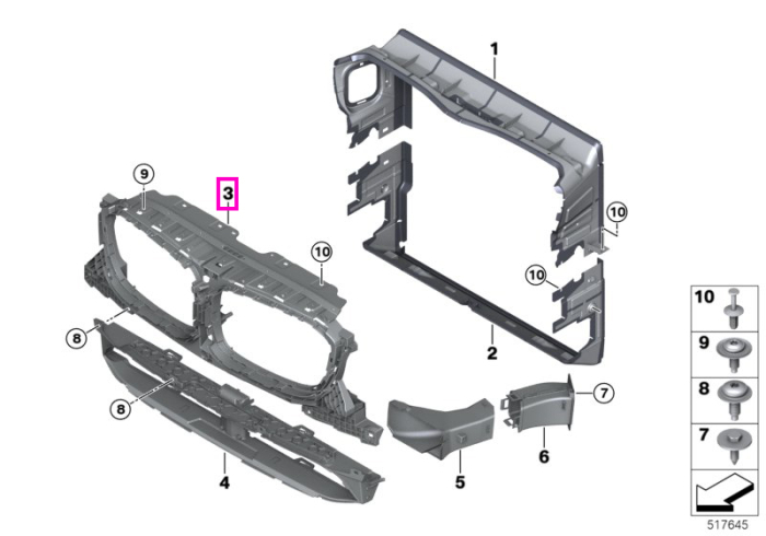 Canal aer frontal superior radiator - BMW X3 G01 G08 F97 M, X4 G02 F98 M