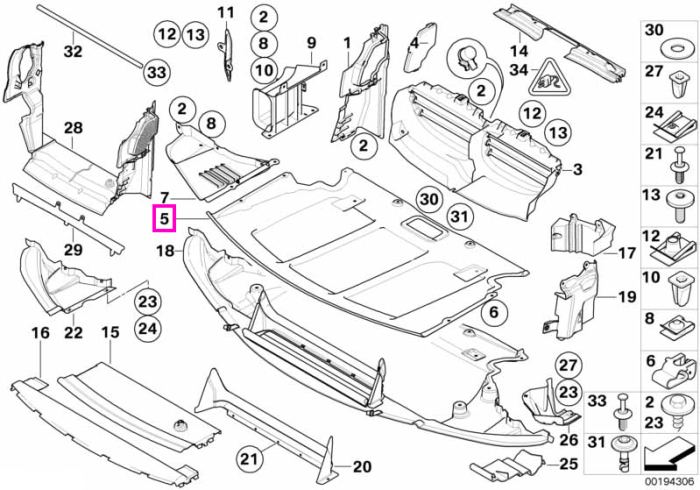 Protectie inferioara (scut) compartiment motor, fata - BMW Seria 5 E60 E61