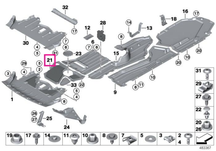 Panou fonoabsorbant subcadru - BMW X5 E70, X6 E71