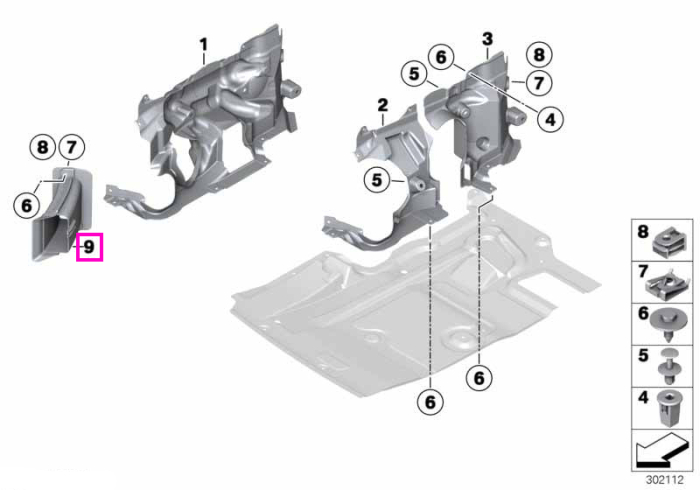 Canal aer, stanga - BMW Seria 5 F07 F10 F11 F18, Seria 6 F06 F12 F13, Seria 7 F01 F02 F04 Hybrid