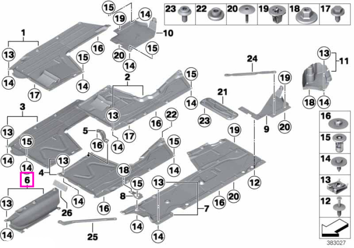 Scut inferior, sistem evacuare - BMW Seria 1 F20 F21, Seria 2 F22, Seria 3 F30 F31 F34, Seria 4 F32 F33 F36