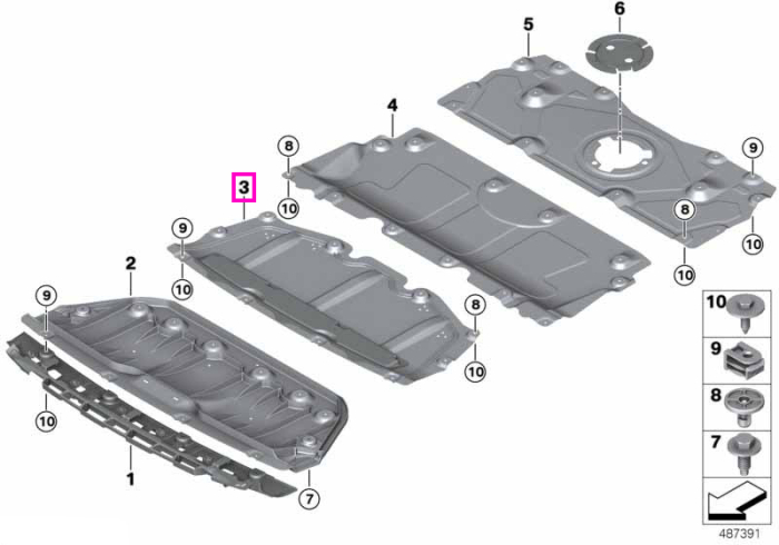 Protectie/Scut compartiment motor, spre fata - BMW Seria 2 G42, Seria 3 G20 G21 G28, Seria 4 G22