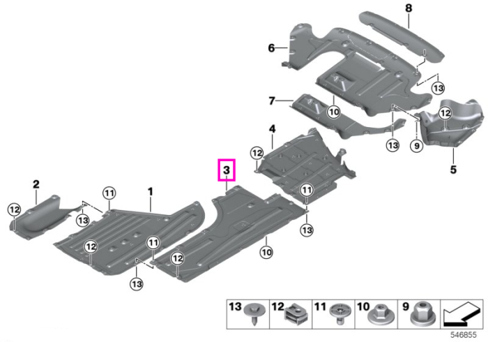 Scut inferior, sub caroserie, dreapta - BMW Seria 3 G20 G21, Seria 4 G22 G23
