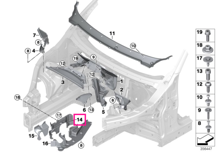 Protectie superioara, dreapta, sistem directie - BMW X5 F15