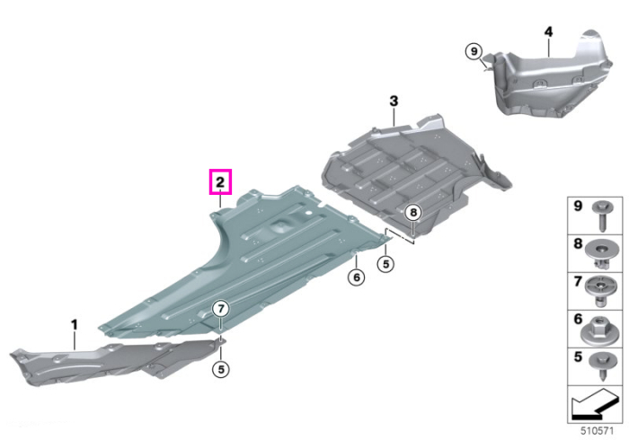 Carenaj inferior lateral stanga - BMW Seria 3 G80 G81 M3, Seria 4 G82 G83 M4 - tip motor S58