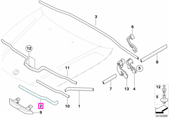 Garnitura frontala etansare capota motor - BMW Seria 3 E90 E91 E92 E93