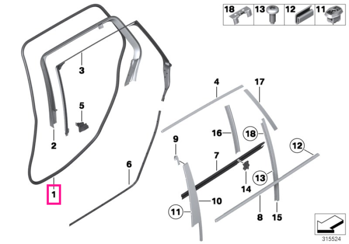 Garnitura etansare usa spate - BMW Seria 5 F11