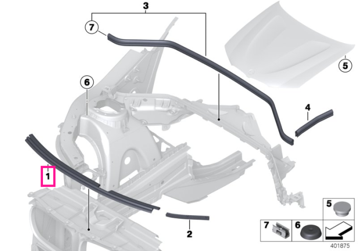 Garnitura frontala capota motor - BMW X3 F25, X4 F26