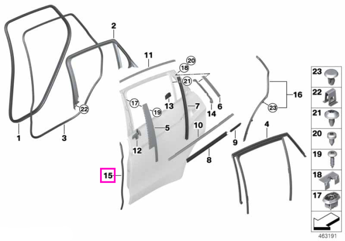 Ornament inferior, dreapta, etansare stalp B - BMW X6 F16 M F86