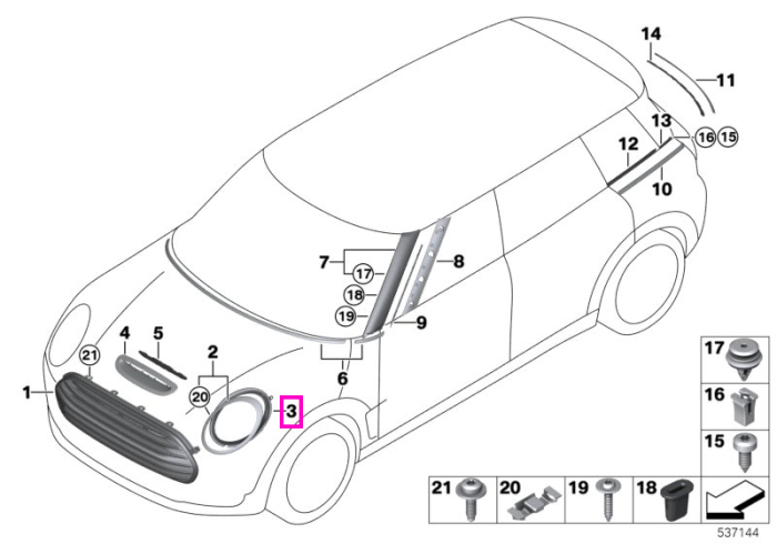 Garnitura etansare far stanga - Mini Cabrio F57, Clubman F54, F55, F56