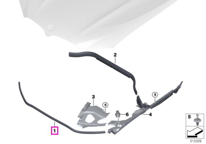 Garnitura etansare capota motor, spre fata - BMW iX3 G08, X3 G01 G08 M F97, X4 G02 M F98