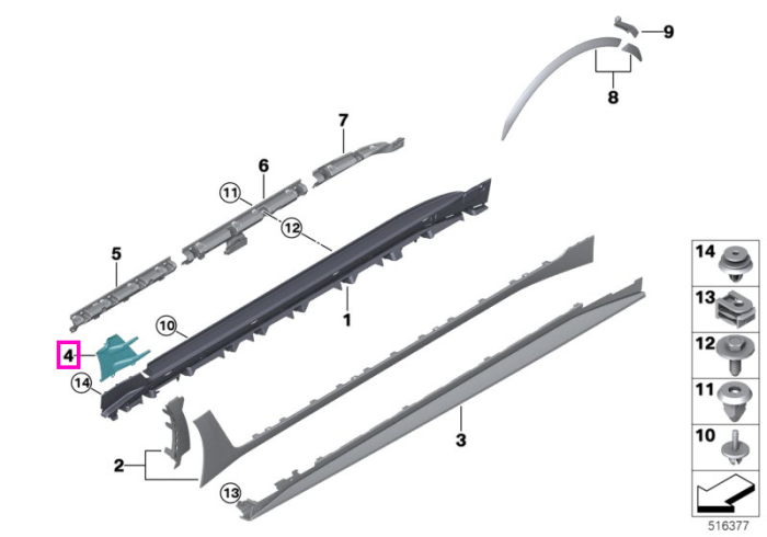 Grila aerisire prag stanga, negru lucios - BMW Seria 4 G26, i4 G26