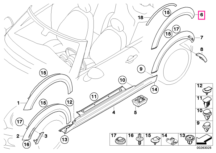 Ornament extensie, aripa spate, stanga - Mini Cabrio R57, Coupe R58, Roadster R59, R56	