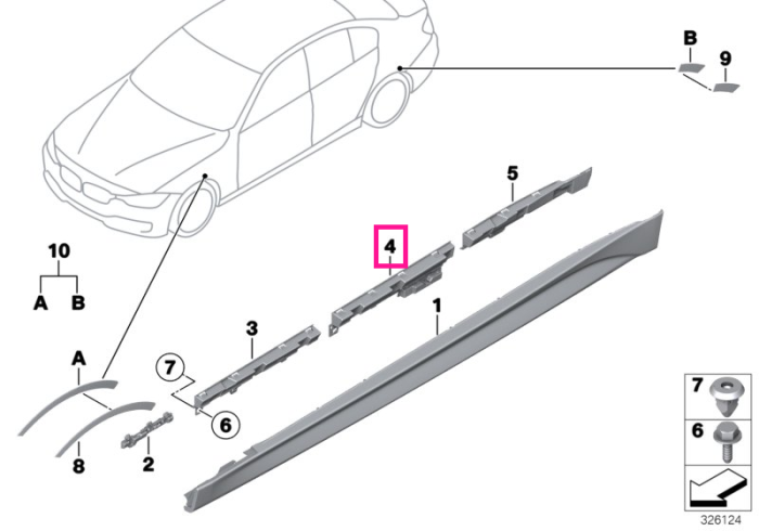 Ornament suport prag, partea stanga – BMW Seria 3 F30, F31; M3 F80
