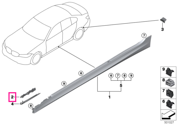 Suport ornament prag, stanga – BMW Seria 3 G20, G21