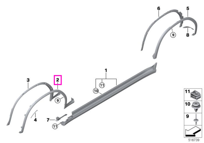 Ornament pasaj roata grunduit fata dreapta (M) - BMW X3 M F97, X4 M F98 - tip motor S58