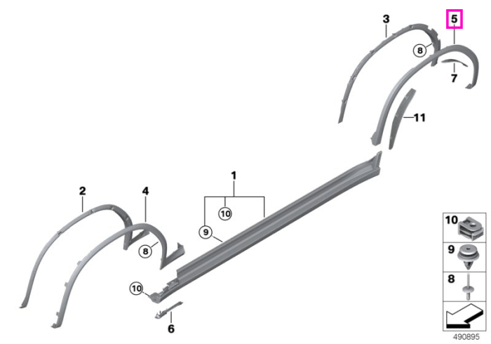 Ornament pasaj roata spate dreapta, grunduit (M) - BMW X3 G01 M F97