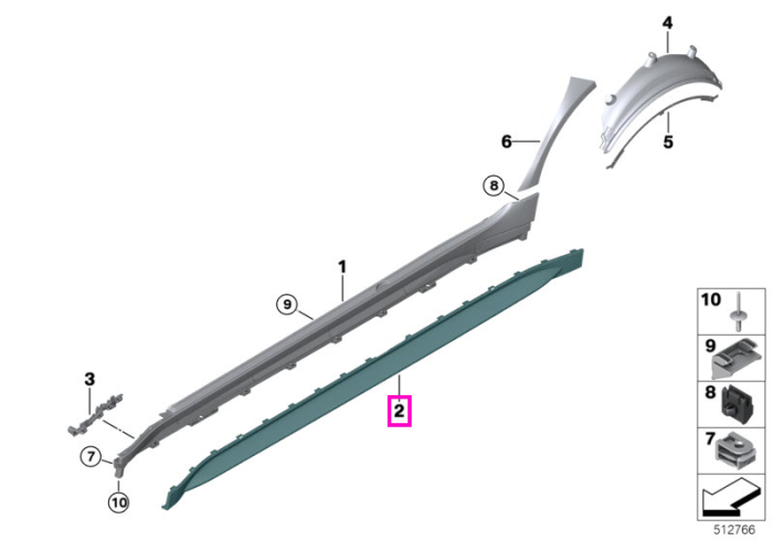 Ornament prag lateral, negru lucios, stanga - BMW Seria 3 G80 G81 M3 - tip motor S58