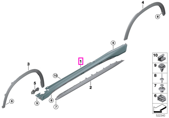 Ornament prag lateral stanga, primerizat, Basic - BMW X1L U12, X1 U11