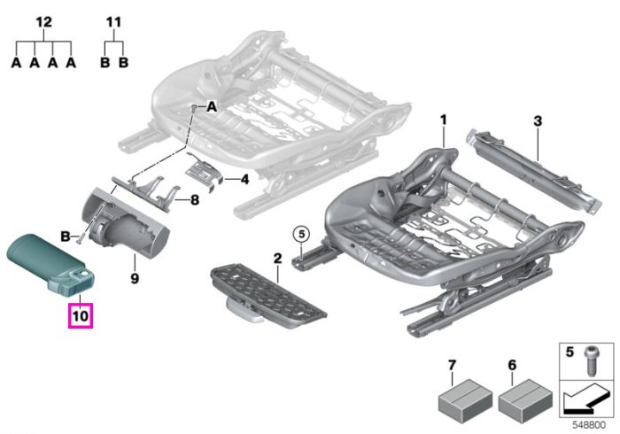 Extinctor original BMW, sub scaunul fata - BMW Seria 1 F70, Seria 2 F74 G42 G87 M2, Seria 3 G20 G21 G80 G81 M3, Seria 4 G22 G26 G83 M4, i4 G26, iX I20, X1 U11, X2 U10, X3 G45 F97 M, X5 G05 F95 M, X6 G06, XM G09 - Mini Cabrio F67, Countryman U25, F55, F56