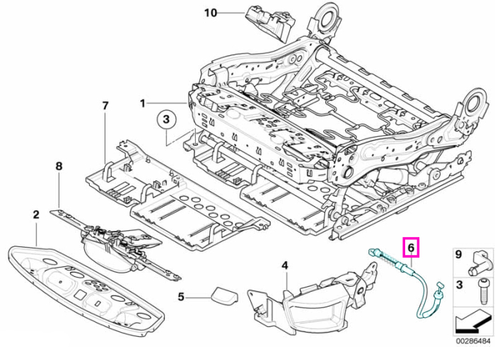 Cablu scaun fata, reglare orizontala - BMW Seria 5 E60 E61, X5 E70, X6 E71 E72