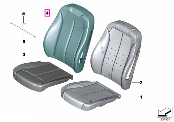 Husa spatar piele stanga (sattelbraun) - BMW Seria 3 F30 F31 F34 F35, Seria 4 F36