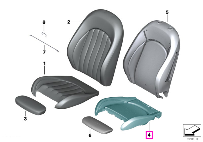 Sezut scaun, spuma poliuretanica - Mini Cabrio F57, Clubman F54, F55, F56