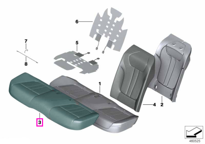 Tapiserie originala zona sezut bancheta spate, piele Nappa premium, negru (nasw schwarz) - BMW Seria 7 G11 G12