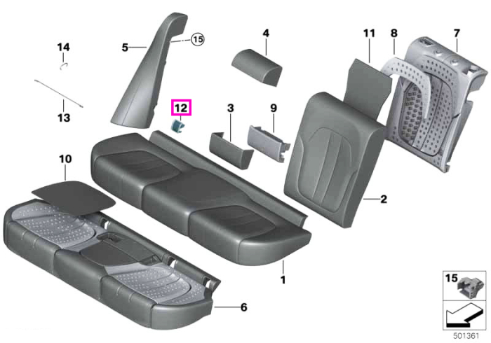 Ornament acoperire sistem prindere Isofix, negru - BMW X5 G05 F95 M