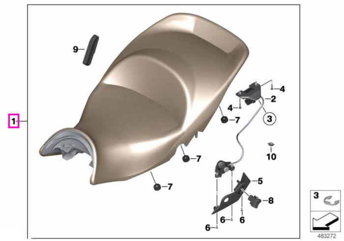 Sa monobloc inalta, maro - BMW Motorrad K48 (K 1600 GTL)