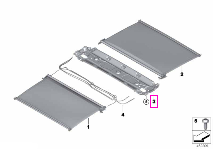 Mecanism rulou parasolar trapa/plafon panoramic - BMW Seria 7 G12