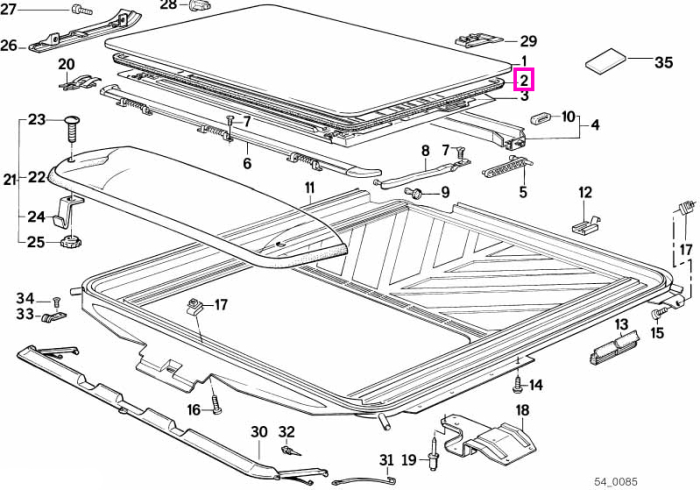 Garnitura etansare trapa (L=2577mm) - BMW Seria 5 E34
