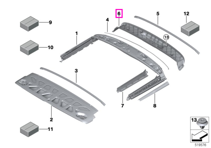 Panou ornamental compartiment soft-top spate - Mini Cabrio F57 F67