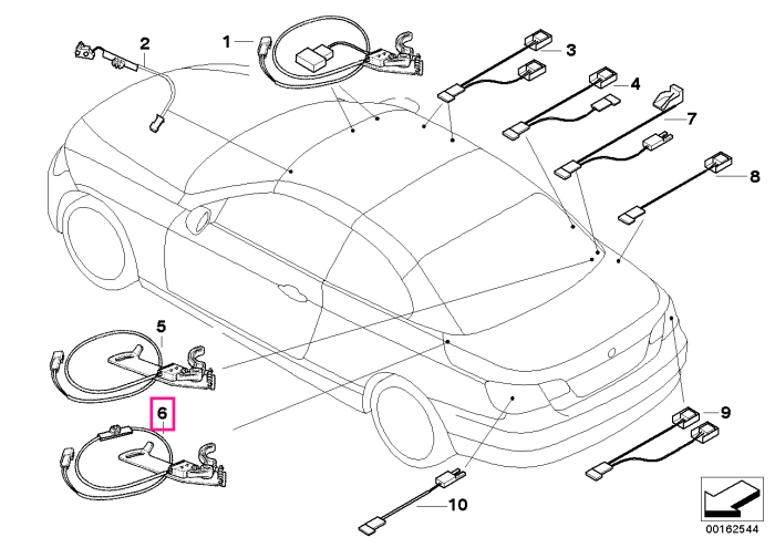 Cablaj cu microintrerupator, acoperis decapotabil, stanga - BMW Seria 3 E93