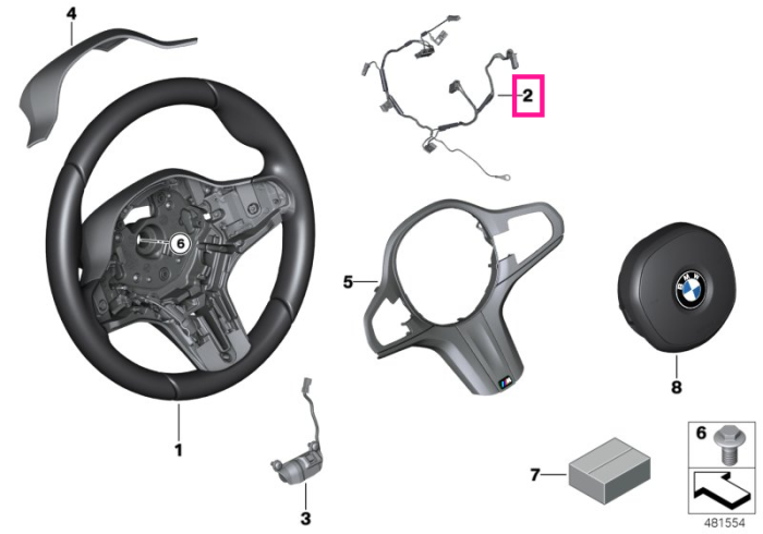 Cablu electric conexiune volan - BMW Seria 5 G30 G31 G38, Seria 6 G32, X3 G01 G08