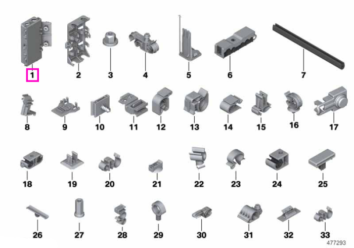 Suport conector cabluri - BMW Seria 1 E81 E82 E87 E88 F20 F21, Seria 3 E46 E90 E91 E92 E93 F31 F34 F35, Seria 4 F32 F33 F36 F82 M4, Seria 5 E60 E61, Seria 6 E63 E64, Seria 7 E65 E66, X1 E84, X5 E53, Z3 E36, Z4 E85 E86 E89, Z8 E52
