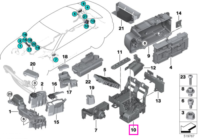 Cutie distribuitor B+ - BMW Seria 5 G30 G31 G38, Seria 7 G11 G12