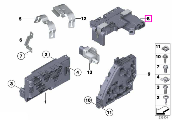 Distribuitor tensiune B+, spate - BMW Seria 5 F07 F10 F11 F18 G30 G31, Seria 6 F06 F12 F13, Seria 7 F01 F02 F04