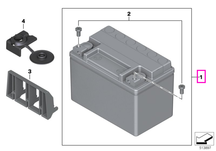 Baterie acumulator Litiu-Ion, 10 Ah - BMW Motorrad K50 (R 1200 GS, R 1250 GS), K51 (R 1200 GS Adv., R 1250 GS Adv.), K53 (R 1200 R, R 1250 R), K54 (R 1200 RS, R 1250 RS)