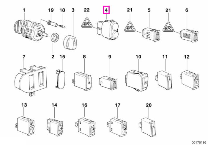 Comutator proiectoare ceata - BMW Seria 3 E36, Z3 E36