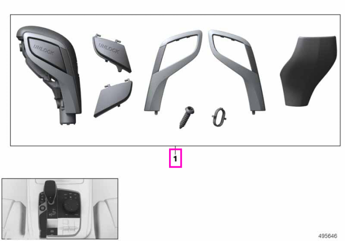 Kit reparatie maneta/nuca schimbator viteze, LHD, Base - BMW Seria 1 F40, Seria 2 F44, Seria 3 G20 G21 G28, Seria 4 G22 G23 G26, Seria 8 G14 G15 G16, X3 G01 G08, X4 G02, X5 G05, X6 G06, X7 G07, Z4 G29