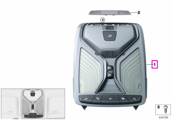 Modul electronic de comanda, plafon interior - BMW Seria 3 G20 G21, Seria 4 G22 G26, Seria 5 G30 G31, Seria 6 G32, i4 G26, X3 G01, X4 G02, X5 G05
