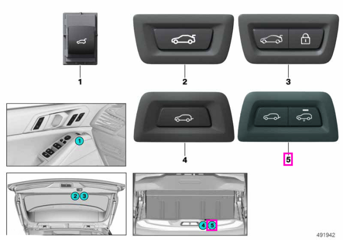 Comutator inferior inchidere/deschidere hayon - BMW X5L G18, X6 G06