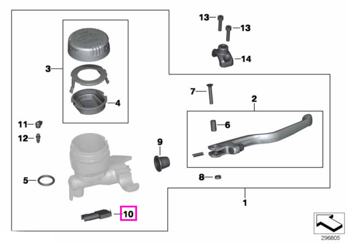 Microintrerupator maneta frana si ambreiaj - BMW Motorrad K25, K26, K27, K28, K29, K40, K43, K44, K48, K61, K70, K71, K72, K73, K75