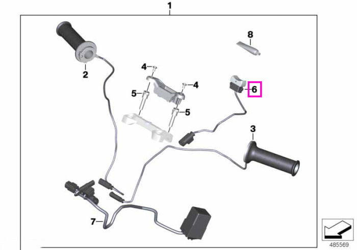 Comutator ghidon - BMW Motorrad K02 (G 310 GS), K03 (G 310 R), K26 (R 900 RT, R 1200 RT)
