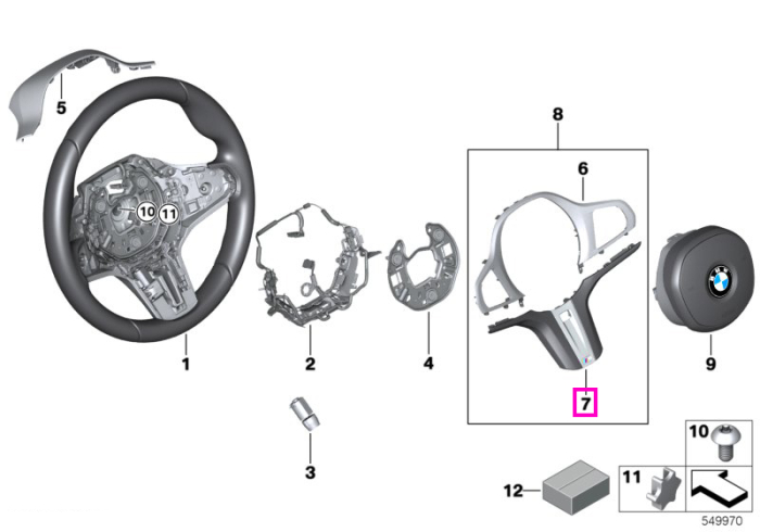 Ornament inferior volan M Sport - BMW Seria 2 G87 M2, Seria 3 G80 G81 M3, Seria 4 G82 G83 M4, i4 G26