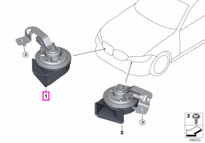 Claxon, tonalitate inalta - BMW Seria 2 G42 G87 M2, Seria 3 G20 G21, Seria 4 G22 G23