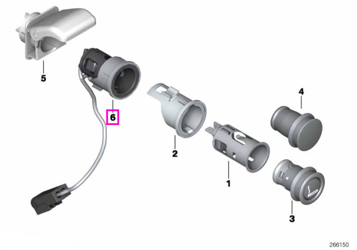 Soclu Priza bricheta, 2 poli - BMW Seria 3 F30 F31 F34 F35 F80 M3, Seria 4 F32 F33 F36 F82 F83 M4, Seria 5 E39, Seria 7 E38, X5 E70 F15 M F85, X6 F16 M F86, Z8 E52